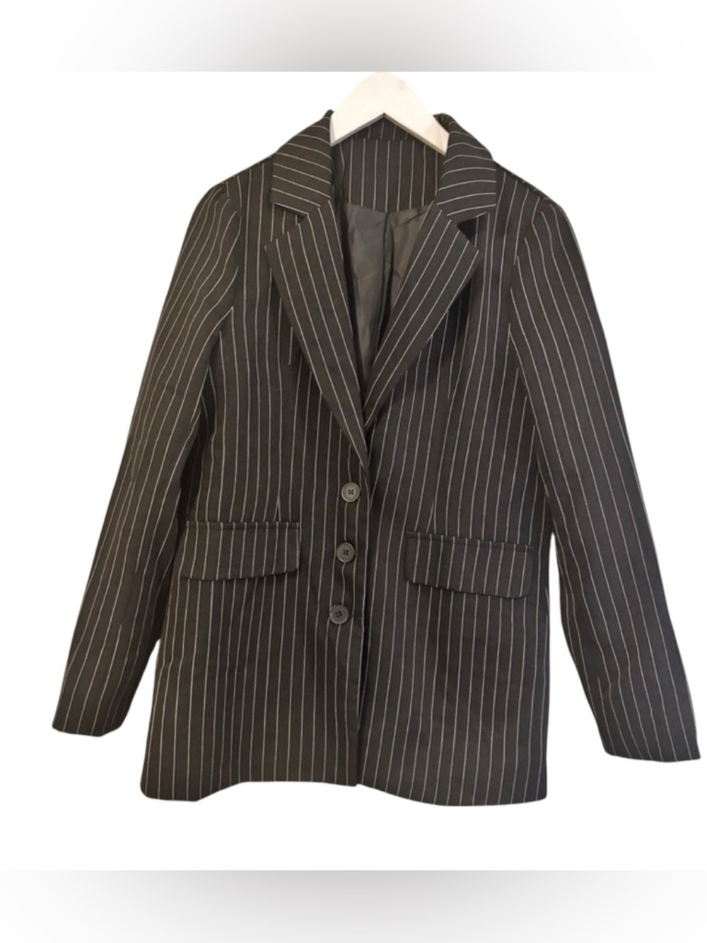 SHEIN Black and White Oversized Striped Blazer